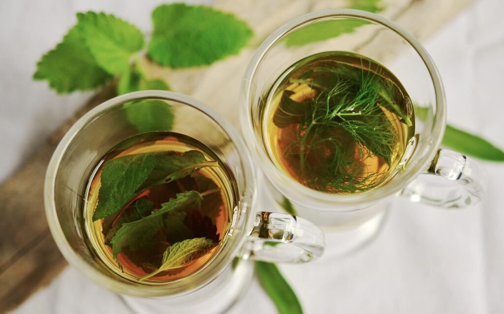 herbal tea, tea, nature, herbs, cups, teacups, drinks, beverages, mint, sage, fennel flavor, healthy, medicinal herbs, peppermint, leaves, tea herbs, herbal plant, glass